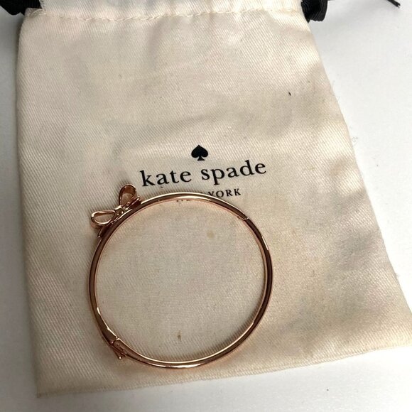 Kate Spade Ready Set Bow Rose Gold Bracelet Dust Bag Preppy Minimalist - Picture 2 of 7
